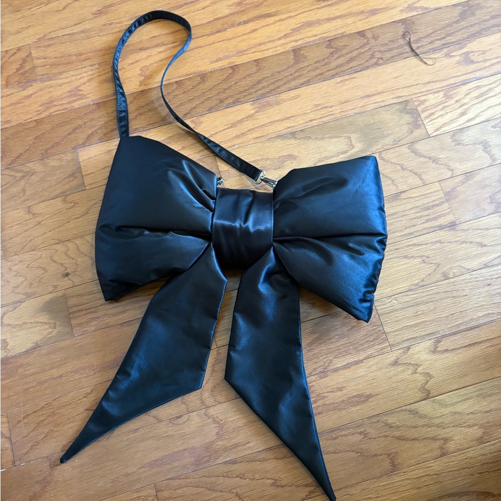 Elegant Black Bow Shoulder Bag satin dolls kill sugar thrillz
